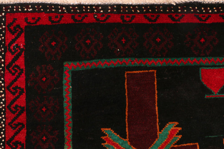 Black Baluchi 3' 7 x 6' 3 - No. 54255 - ALRUG Rug Store