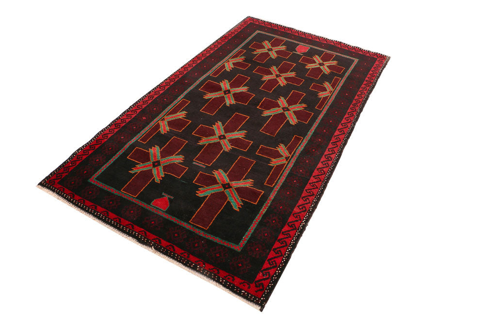 Black Baluchi 3' 7 x 6' 3 - No. 54255 - ALRUG Rug Store