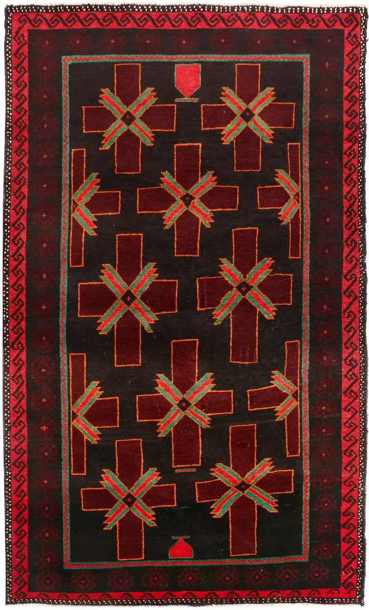 Black Baluchi 3' 7 x 6' 3 - No. 54255 - ALRUG Rug Store