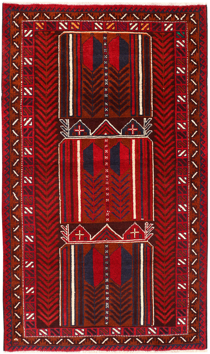 Firebrick Baluchi 3' 7 x 6' - No. 54273 - ALRUG Rug Store