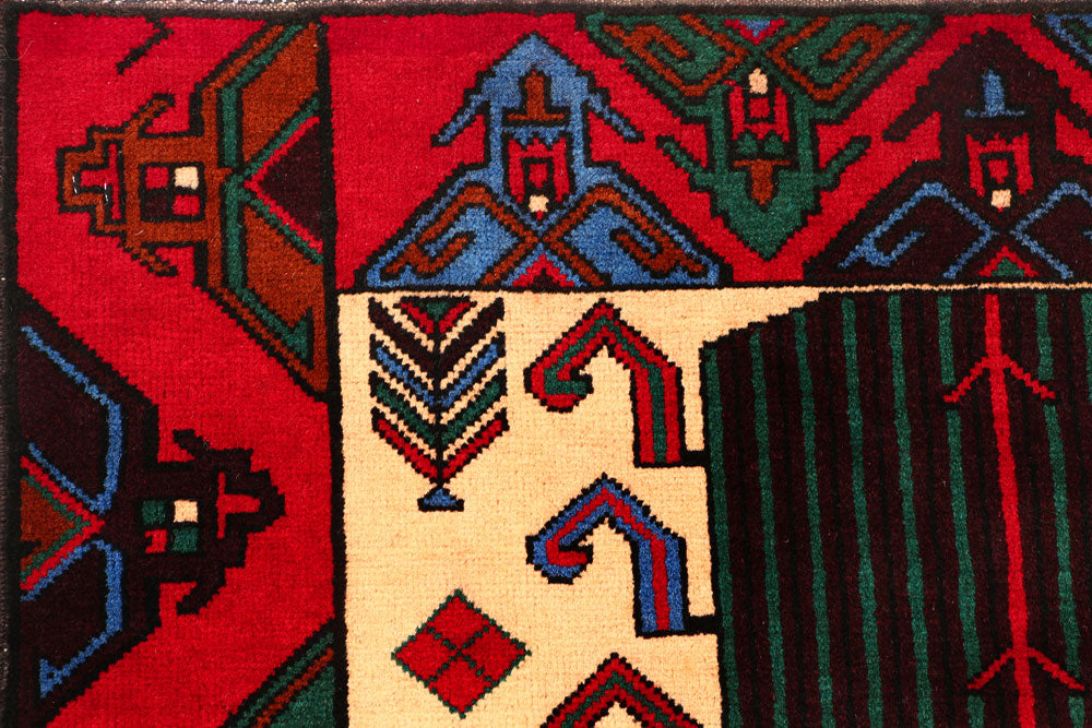 Multi Colored Baluchi 3' 7 x 6' - No. 54429 - ALRUG Rug Store