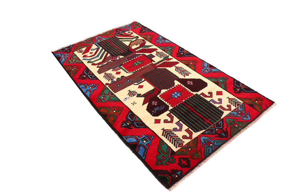 Multi Colored Baluchi 3' 7 x 6' - No. 54429 - ALRUG Rug Store