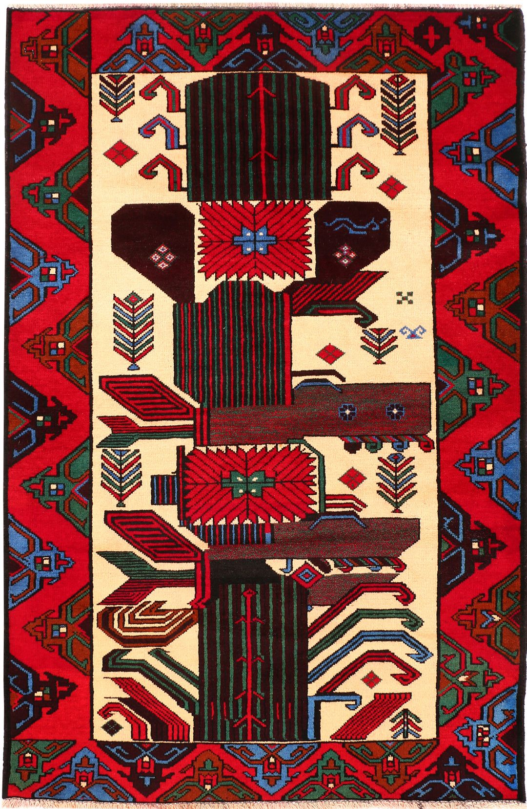 Multi Colored Baluchi 3' 7 x 6' - No. 54429 - ALRUG Rug Store