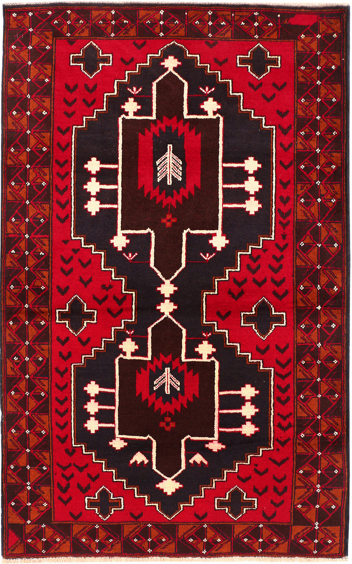 Firebrick Baluchi 3' 6 x 5' 9 - No. 54430 - ALRUG Rug Store