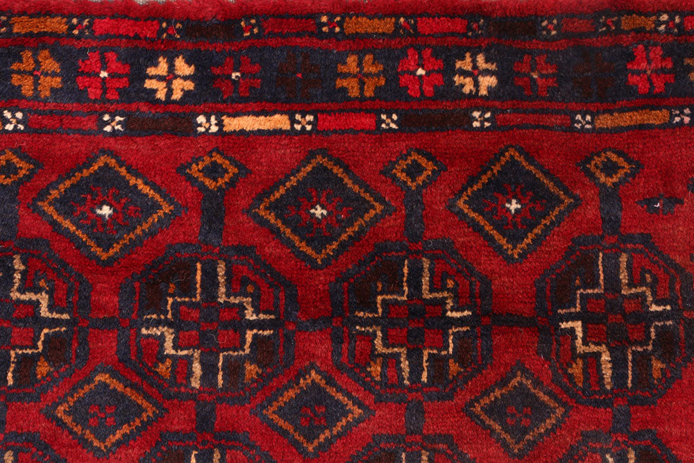 Dark Red Baluchi 3' 2 x 6' 4 - No. 54435 - ALRUG Rug Store