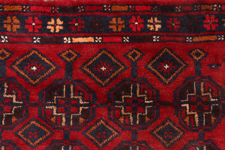 Dark Red Baluchi 3' 2 x 6' 4 - No. 54435 - ALRUG Rug Store