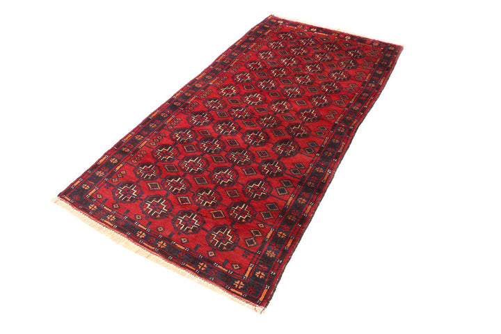 Dark Red Baluchi 3' 2 x 6' 4 - No. 54435 - ALRUG Rug Store