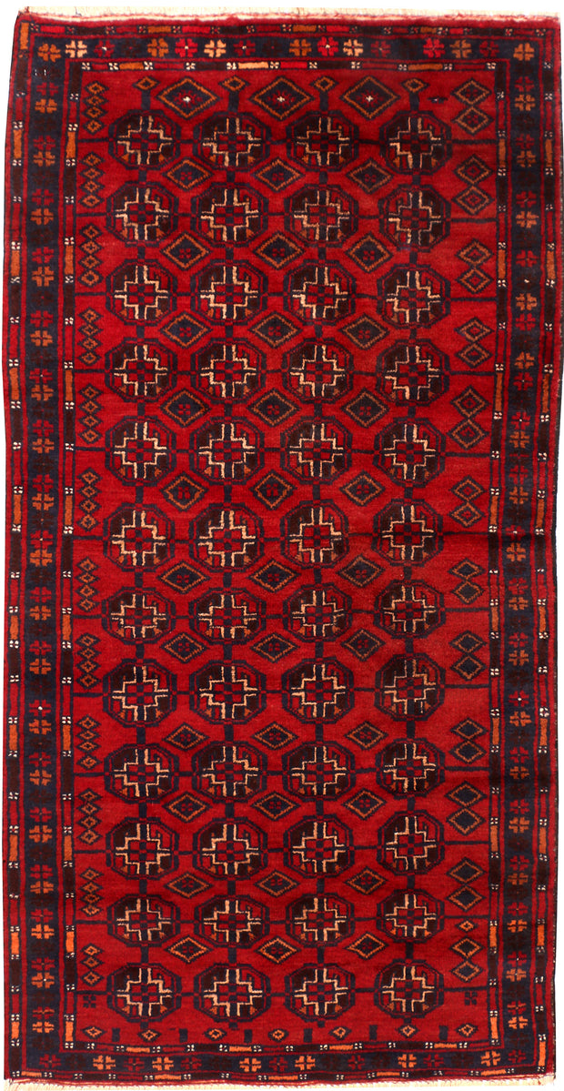 Dark Red Baluchi 3' 2 x 6' 4 - No. 54435 - ALRUG Rug Store