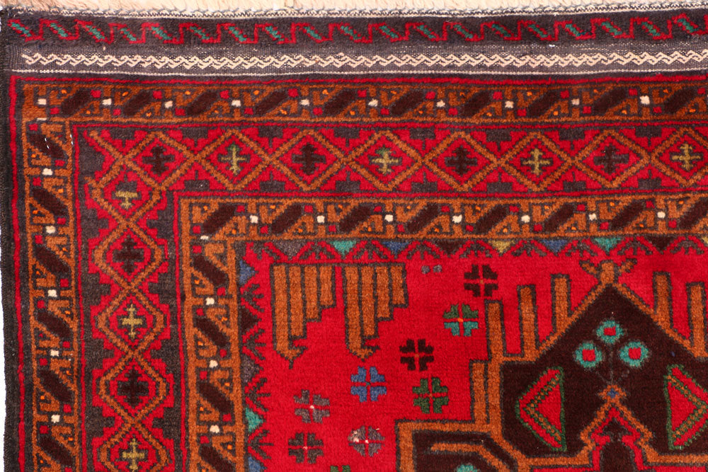 Crimson Baluchi 3' 7 x 6' 6 - No. 54480 - ALRUG Rug Store