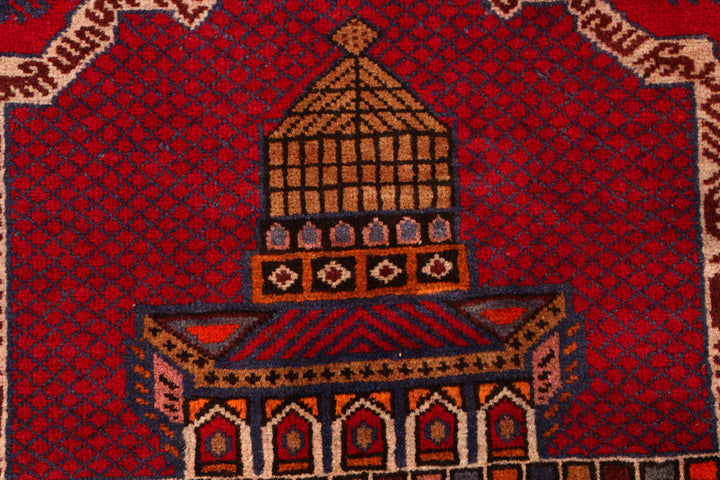 Firebrick Baluchi 2' 10 x 4' - No. 54482 - ALRUG Rug Store