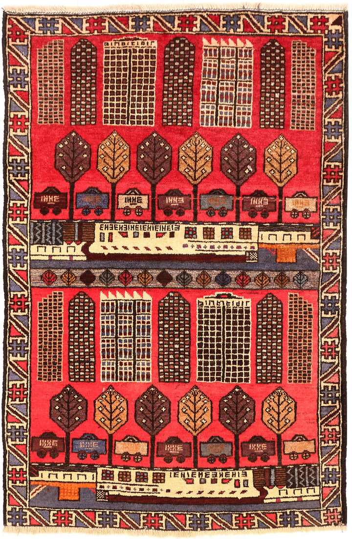 Tomato Baluchi 2' 10 x 4' 1 - No. 54507 - ALRUG Rug Store