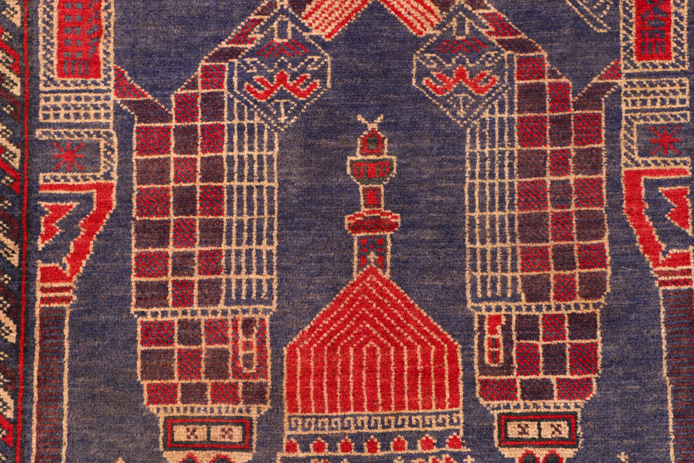 Dark Slateblue Baluchi 3' x 4' 2 - No. 54508 - ALRUG Rug Store