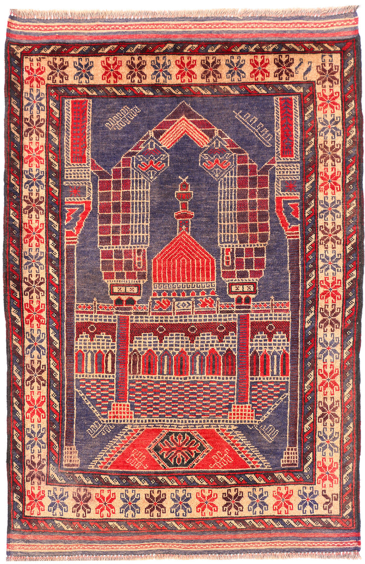 Dark Slateblue Baluchi 3' x 4' 2 - No. 54508 - ALRUG Rug Store