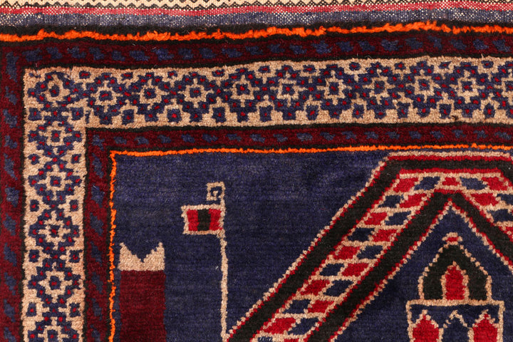 Dark Slateblue Baluchi 2' 9 x 4' 6 - No. 54522 - ALRUG Rug Store