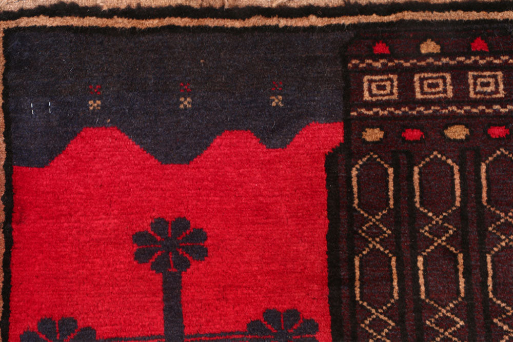 Crimson Baluchi 2' 11 x 3' 5 - No. 54572 - ALRUG Rug Store