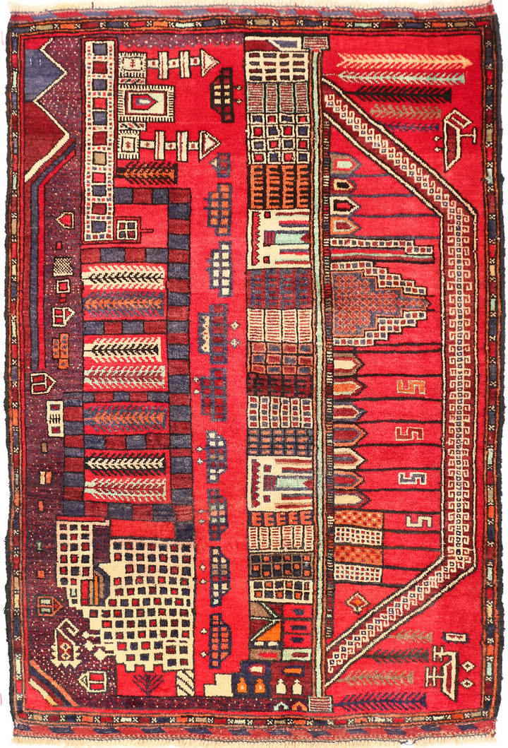 Crimson Baluchi 3' 1 x 4' 5 - No. 54584 - ALRUG Rug Store