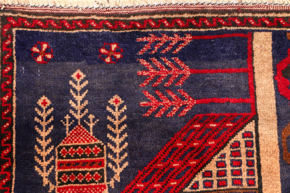 Dark Slateblue Baluchi 3' 3 x 4' 11 - No. 54587 - ALRUG Rug Store