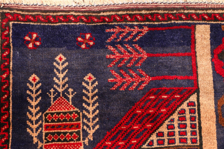 Dark Slateblue Baluchi 3' 3 x 4' 11 - No. 54587 - ALRUG Rug Store