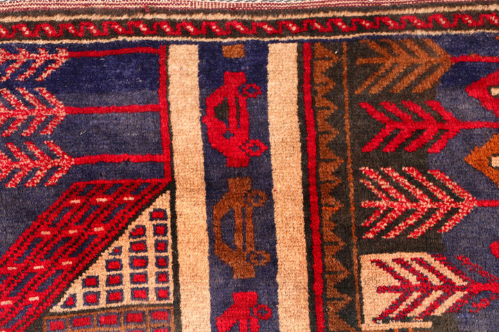 Dark Slateblue Baluchi 3' 3 x 4' 11 - No. 54587 - ALRUG Rug Store