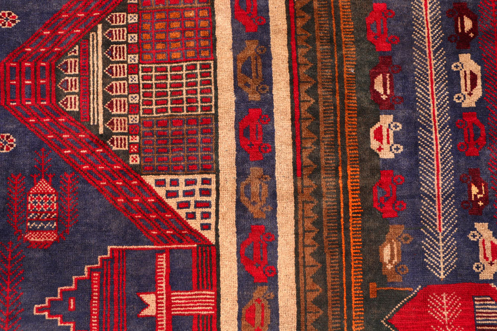 Dark Slateblue Baluchi 3' 3 x 4' 11 - No. 54587 - ALRUG Rug Store