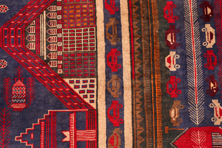 Dark Slateblue Baluchi 3' 3 x 4' 11 - No. 54587 - ALRUG Rug Store