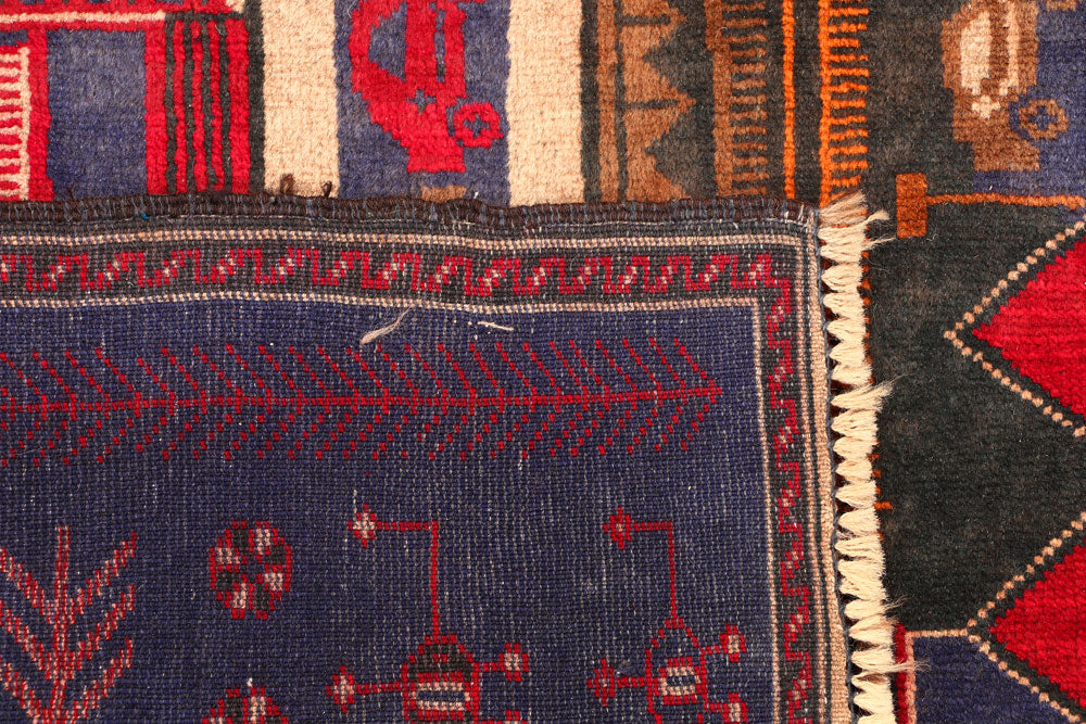 Dark Slateblue Baluchi 3' 3 x 4' 11 - No. 54587 - ALRUG Rug Store