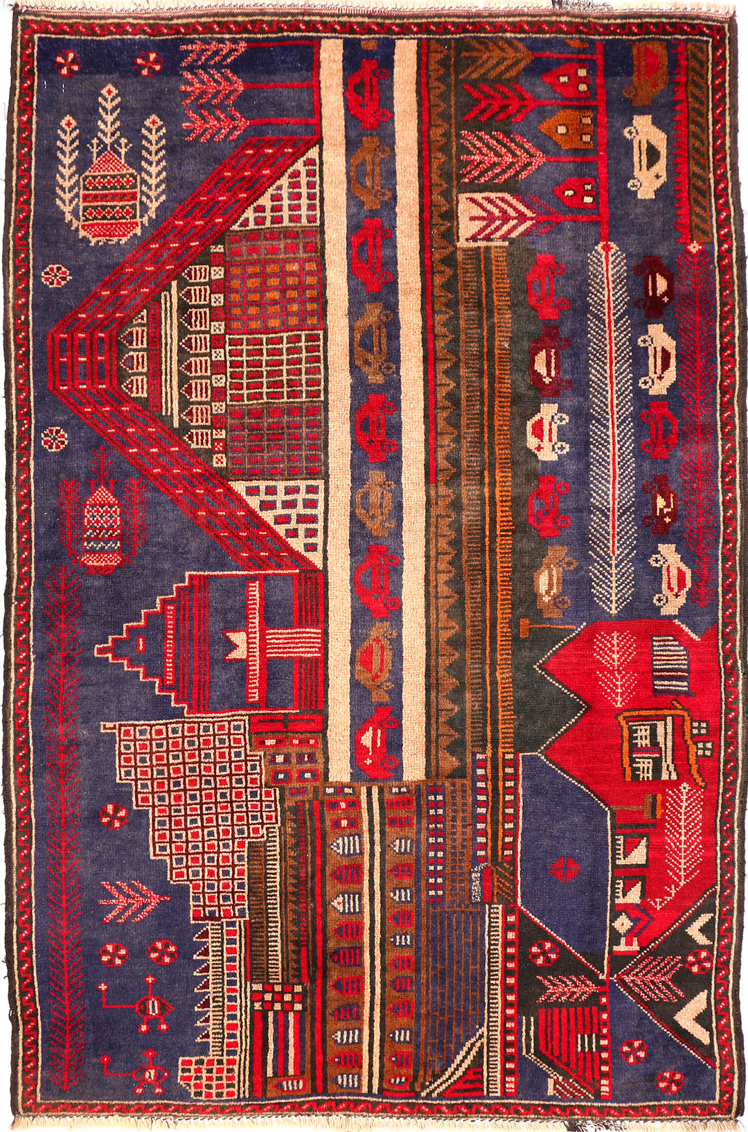 Dark Slateblue Baluchi 3' 3 x 4' 11 - No. 54587 - ALRUG Rug Store