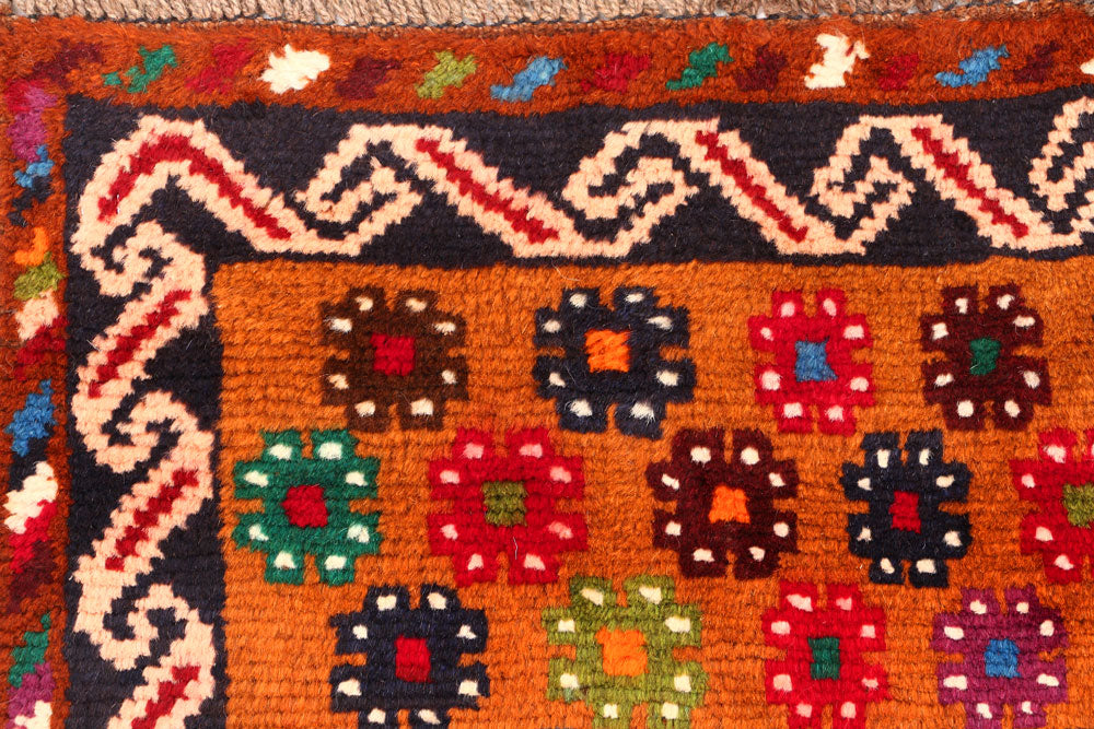 Dark Orange Baluchi 3' 4 x 4' 9 - No. 55143 - ALRUG Rug Store