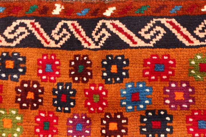 Dark Orange Baluchi 3' 4 x 4' 9 - No. 55143 - ALRUG Rug Store