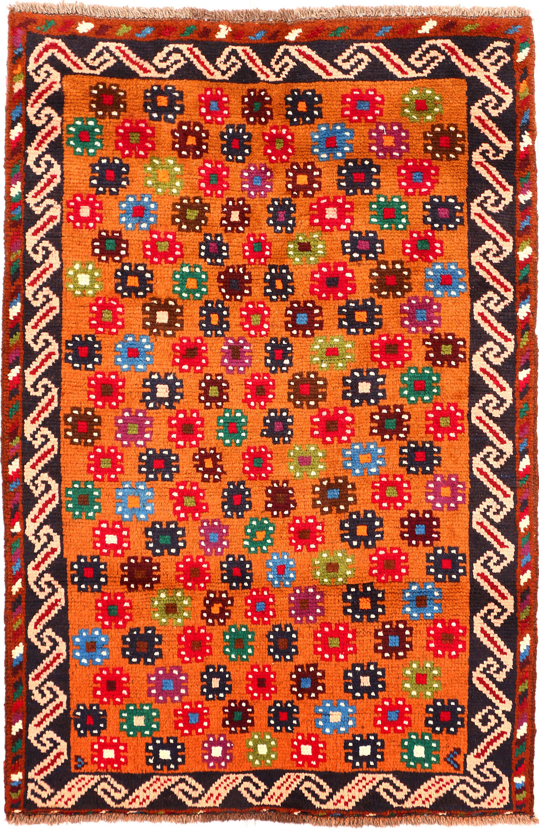 Dark Orange Baluchi 3' 4 x 4' 9 - No. 55143 - ALRUG Rug Store