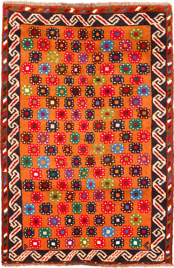 Dark Orange Baluchi 3' 4 x 4' 9 - No. 55143 - ALRUG Rug Store