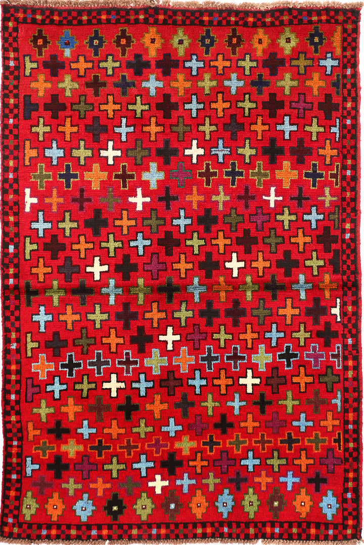 Multi Colored Baluchi 3' 4 x 4' 11 - No. 55145 - ALRUG Rug Store