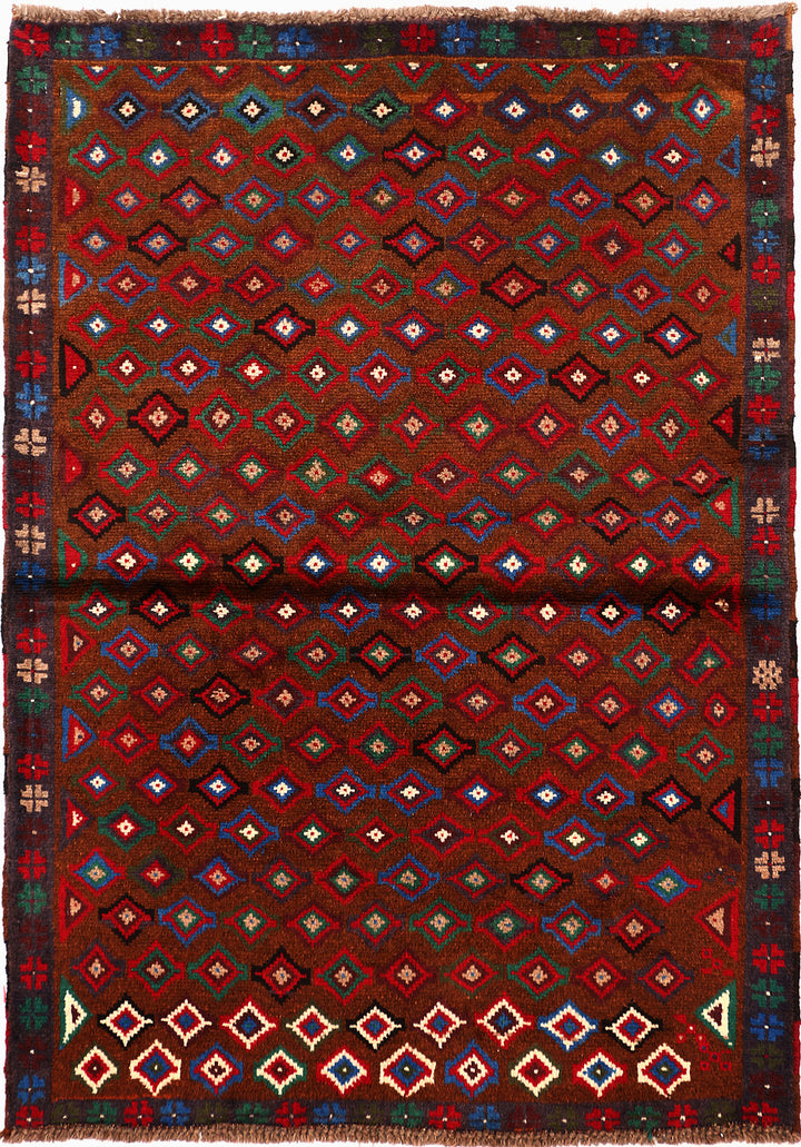Saddle Brown Baluchi 3' 5 x 4' 9 - No. 55165 - ALRUG Rug Store