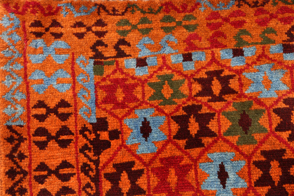 Dark Orange Baluchi 3' 5 x 4' 10 - No. 55167 - ALRUG Rug Store