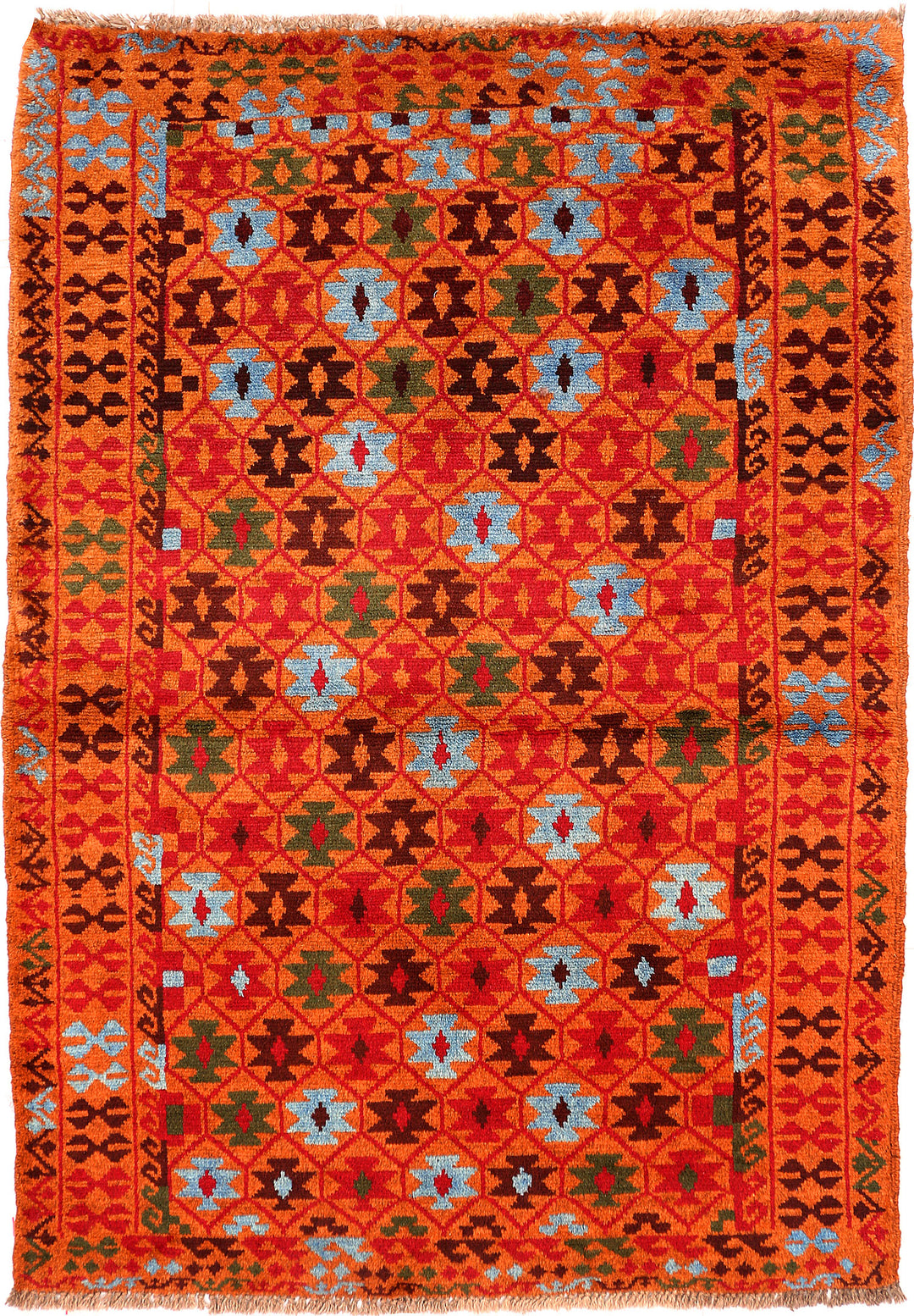 Dark Orange Baluchi 3' 5 x 4' 10 - No. 55167 - ALRUG Rug Store