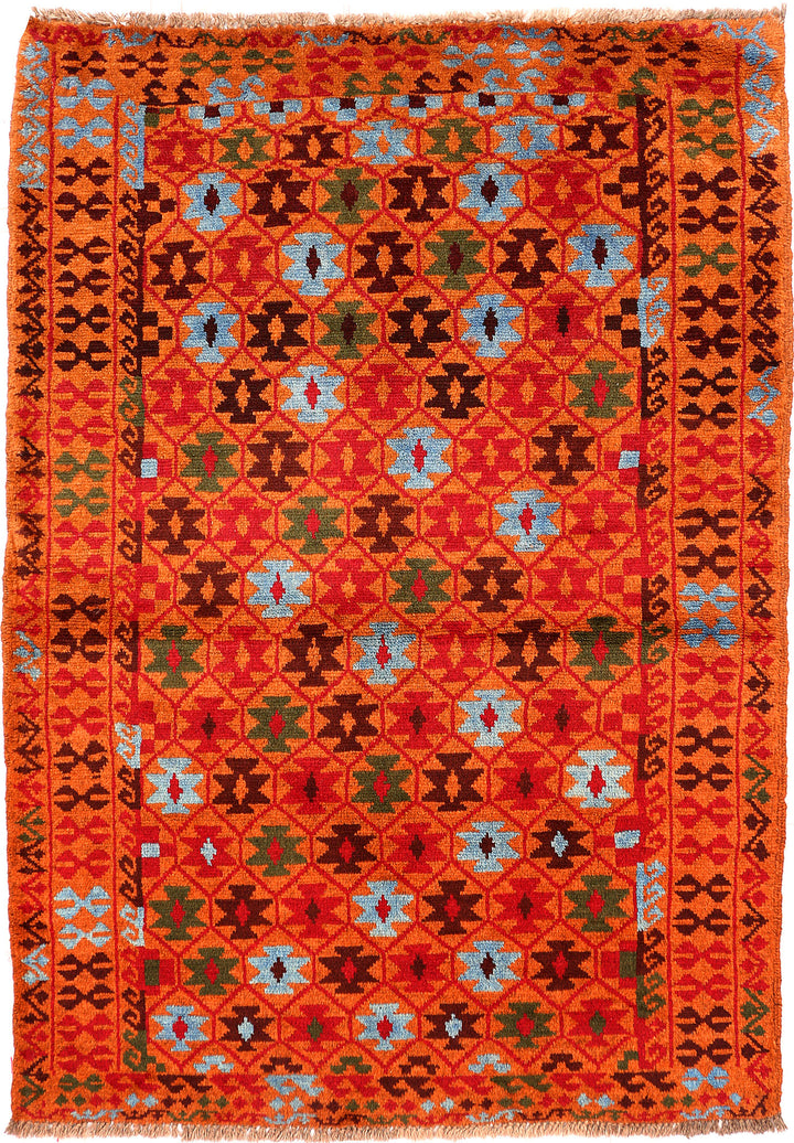Dark Orange Baluchi 3' 5 x 4' 10 - No. 55167 - ALRUG Rug Store