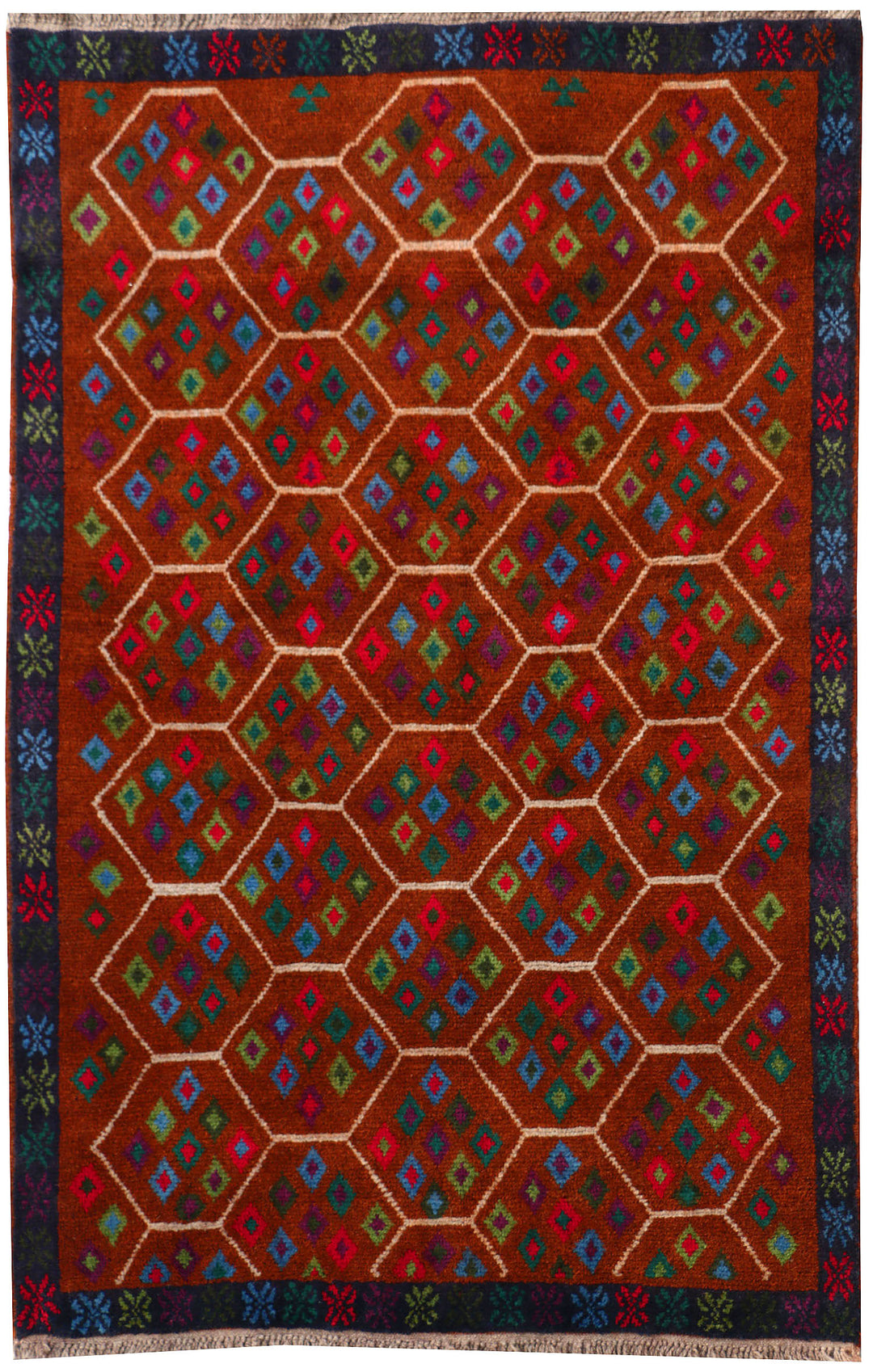 Saddle Brown Baluchi 4' x 6' - No. 55229 - ALRUG Rug Store