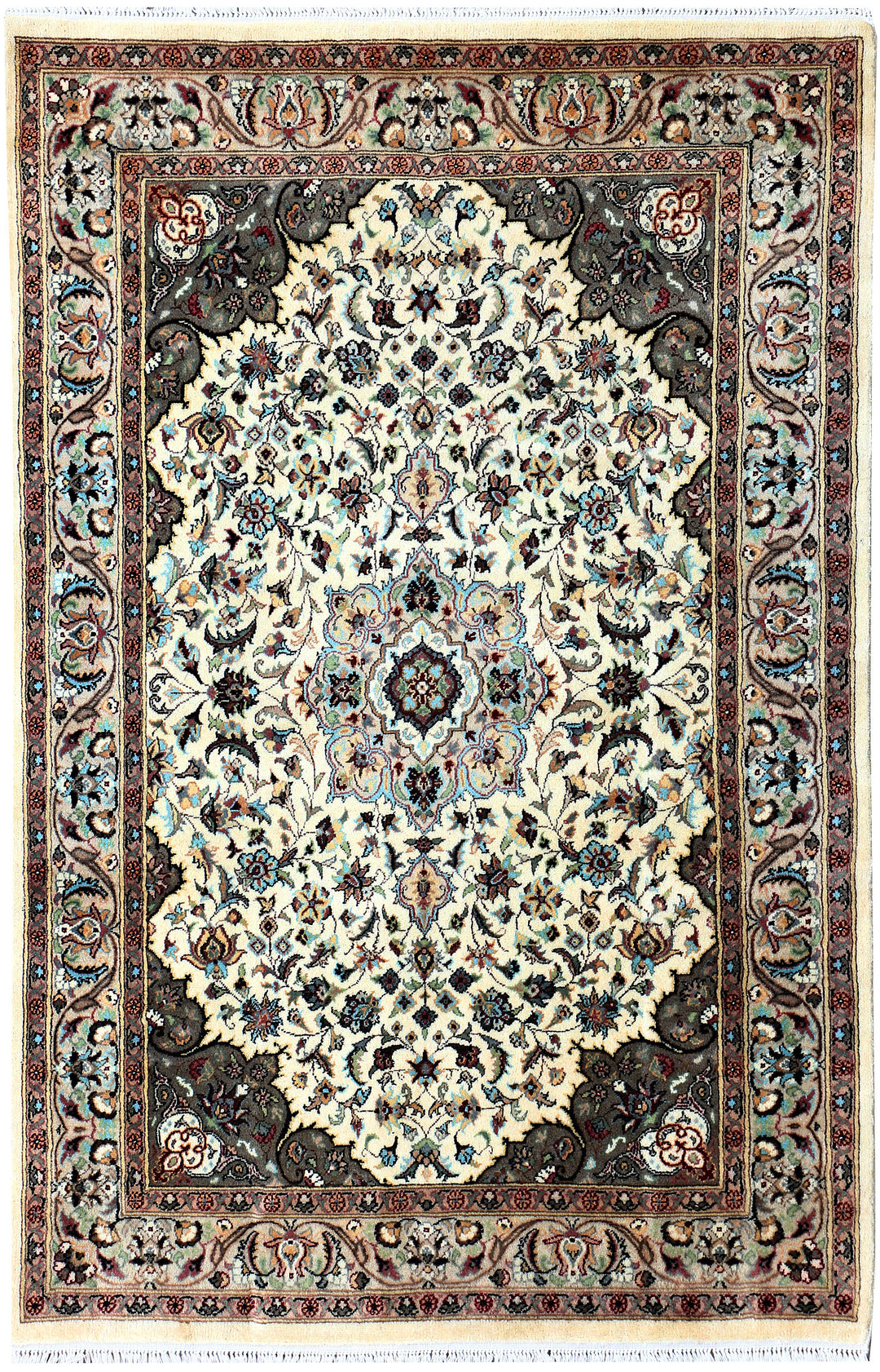 White Kashan 4' 1 x 6' 2 - No. 55238 - ALRUG Rug Store