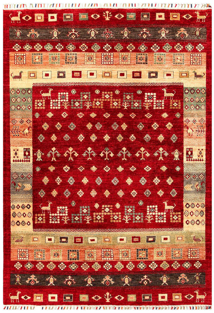 Firebrick Gabbeh 5'  5" x 7'  8" - No. QA47335