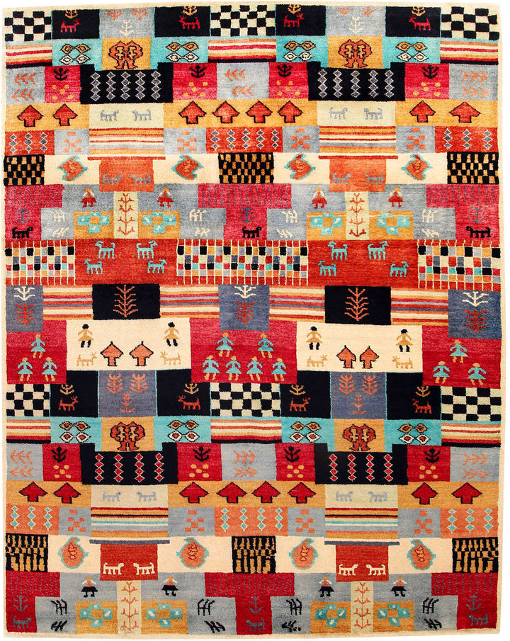 Multi Colored Gabbeh 6' 7 x 8' 3 - No. 55965 - ALRUG Rug Store