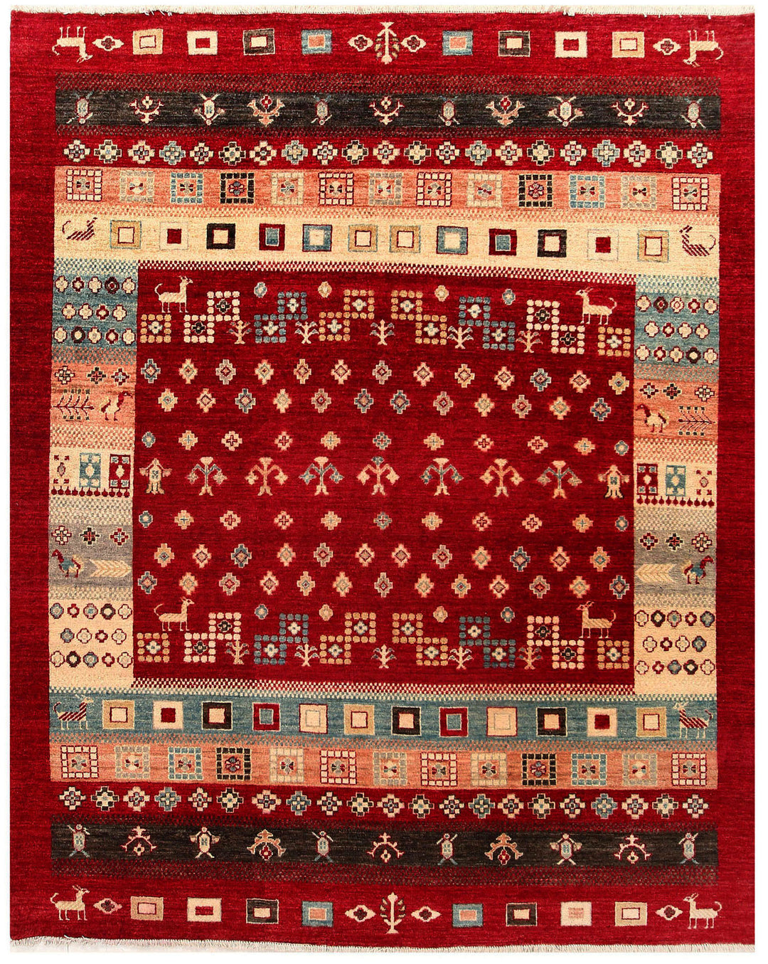 Firebrick Gabbeh 6' 8 x 8' 1 - No. 55987 - ALRUG Rug Store