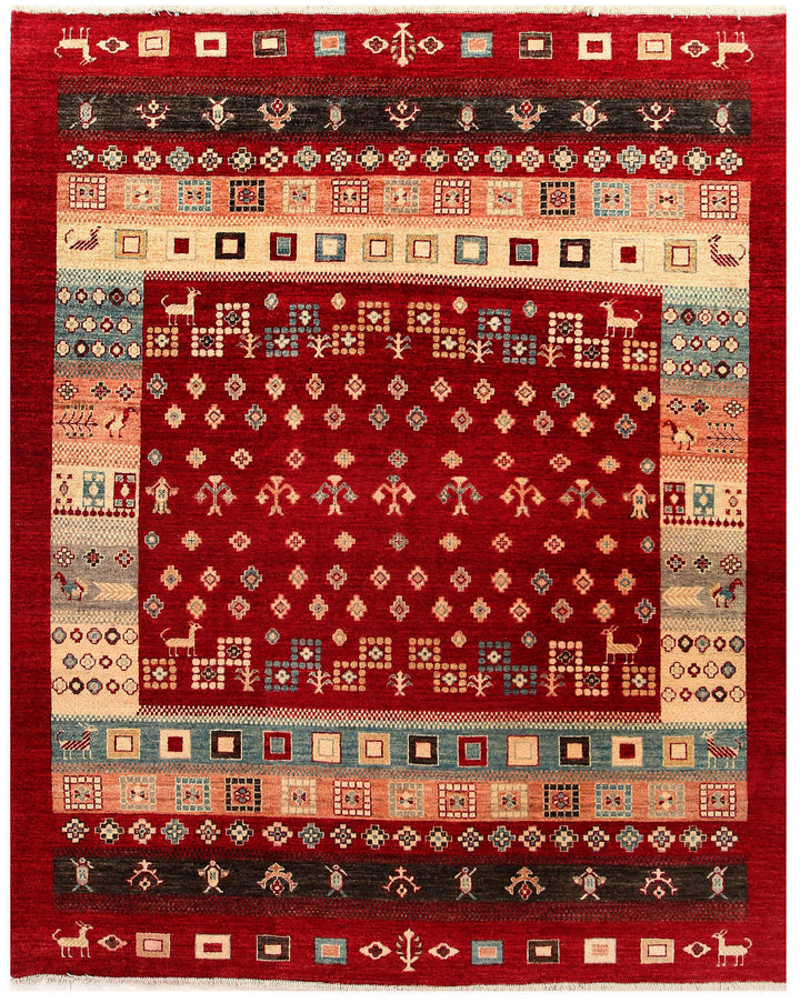 Firebrick Gabbeh 6' 8 x 8' 1 - No. 55987 - ALRUG Rug Store