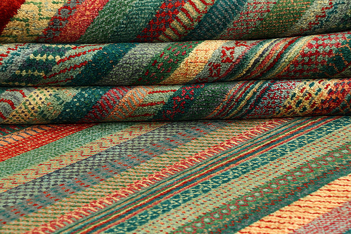 Multi Colored Gabbeh 8'  2" x 11'  7" - No. QA18705
