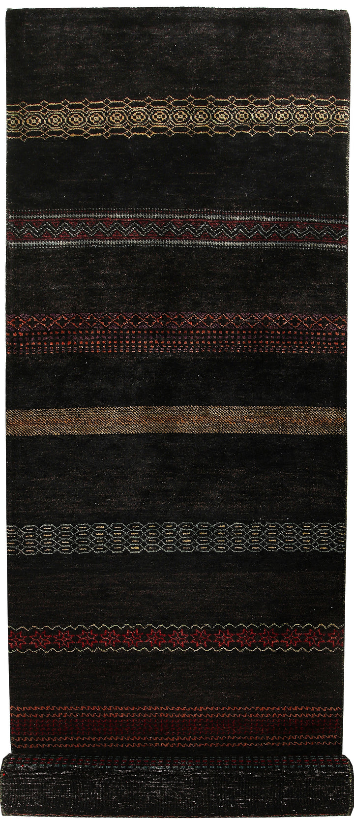 Black Gabbeh 2'  7" x 11'  10" - No. QA56639