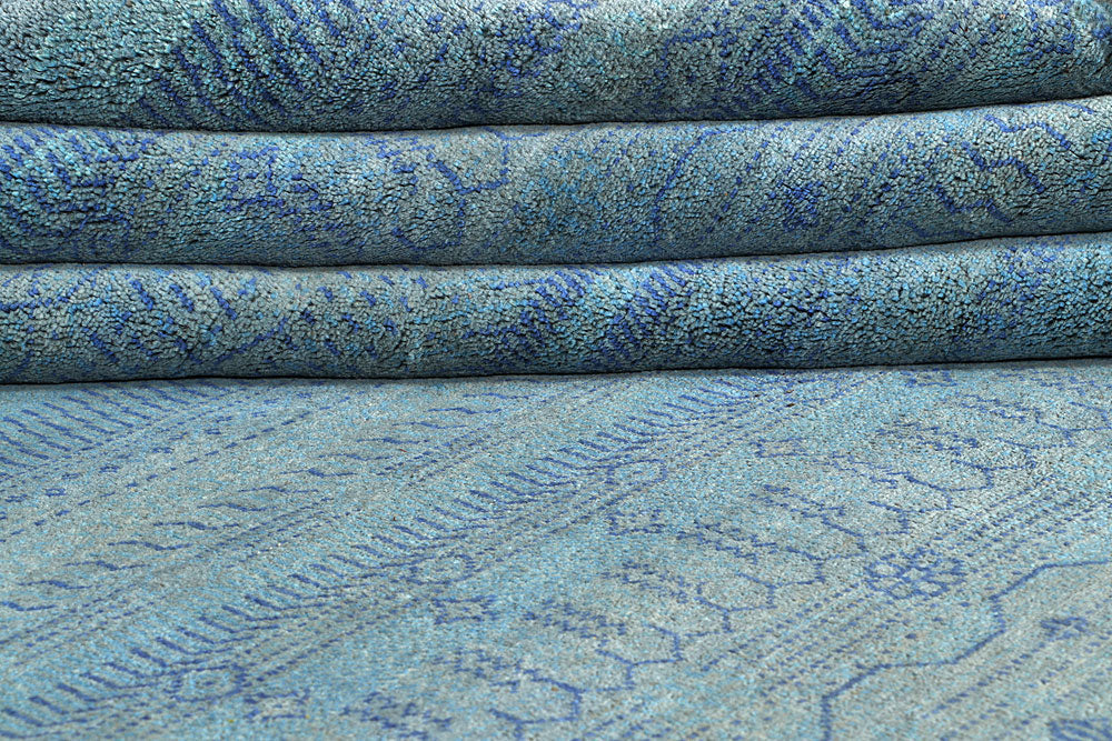 Light Steel Blue Gabbeh 9' 1 x 12' - No. 56120 - ALRUG Rug Store