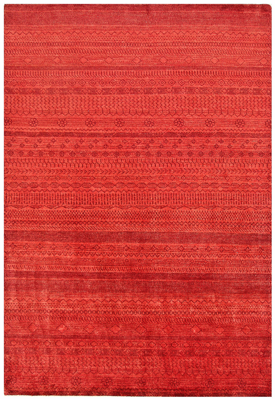 Tomato Afghan Gabbeh Rug 4' 6 x 6' 7 Hand-Knotted