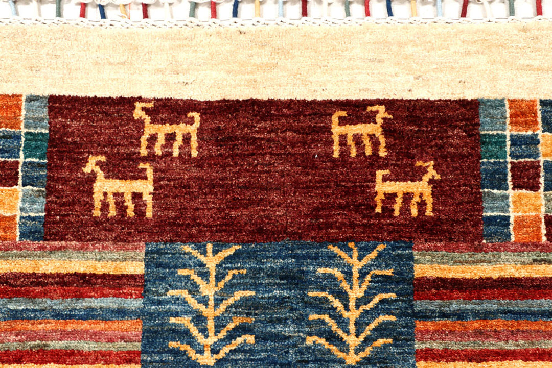 Multi Colored Gabbeh 4'  9" x 6'  8" - No. QA34429