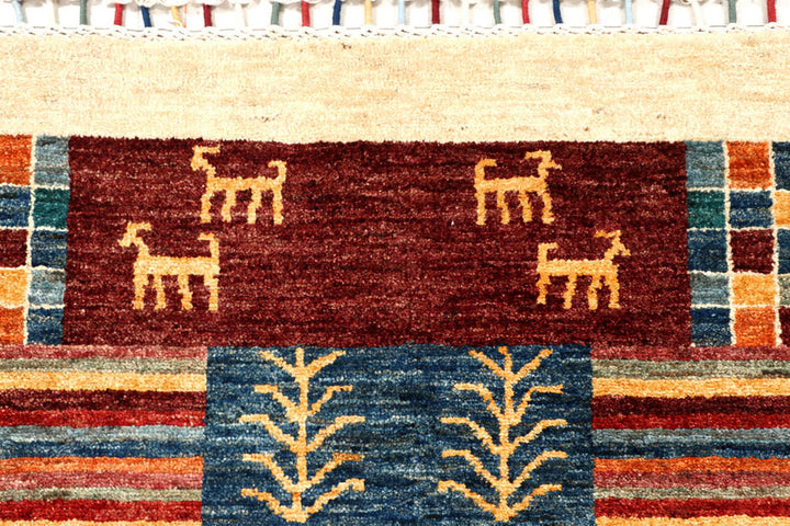 Multi Colored Gabbeh 4'  9" x 6'  8" - No. QA34429