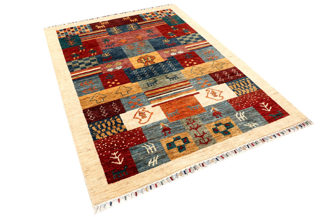 Multi Colored Gabbeh 4'  9" x 6'  8" - No. QA34429
