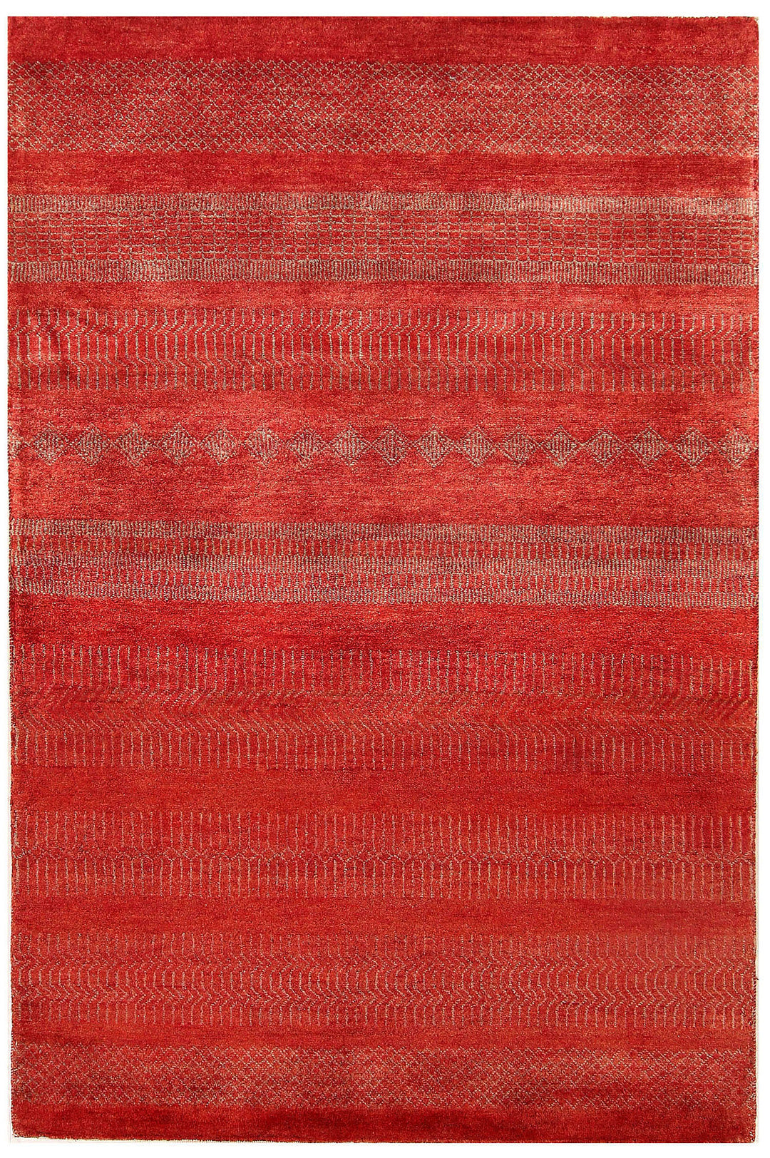 Tomato Pakistani Gabbeh Rug 4' x 6' Hand-Knotted